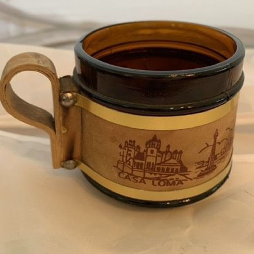 Toronto Small Brown Glass Mug With Wooden Handle